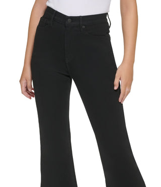 Calvin Klein Women's High Rise Flared Slit Hem Jeans Black Size 25