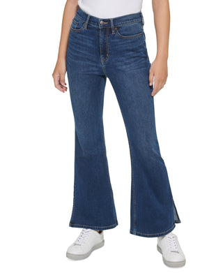Calvin Klein Jeans Women's High Rise Flared Slit Hem Jeans Blue Size 32
