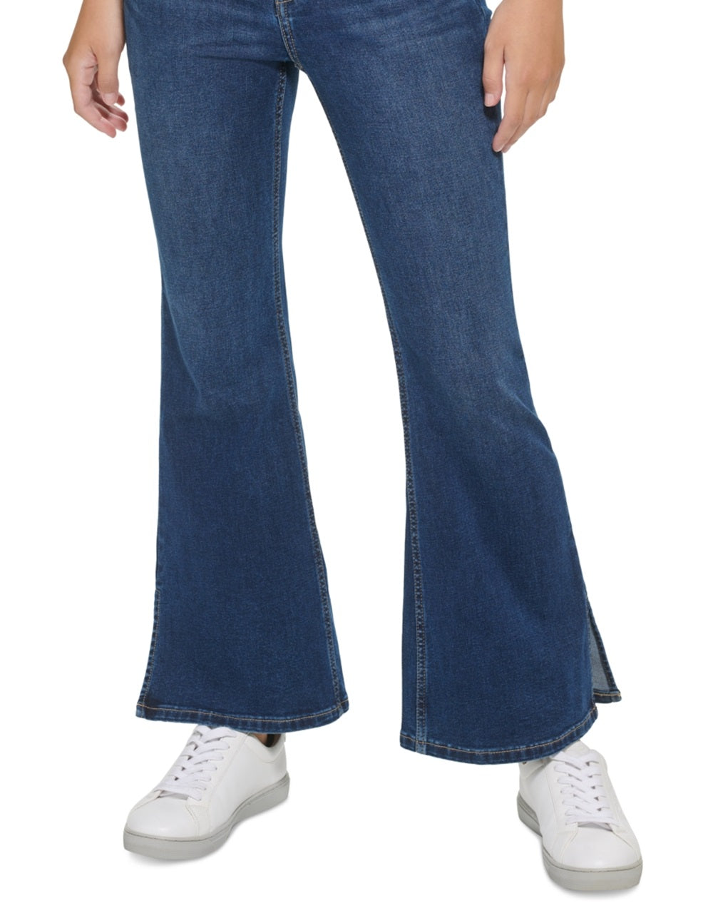 Calvin Klein Women's High Rise Flared Slit Hem Jeans Blue Size 28