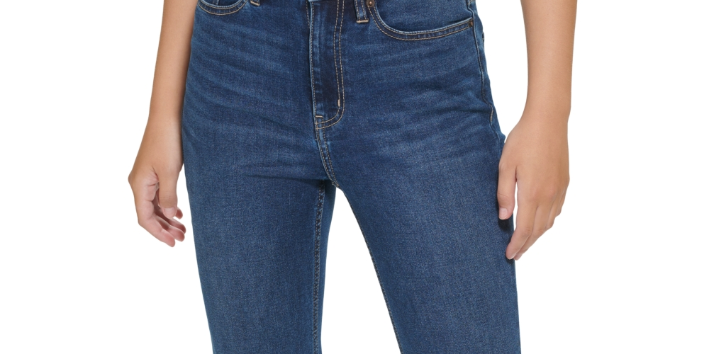 Calvin Klein Jeans Women's High Rise Flared Slit Hem Jeans Blue Size 27