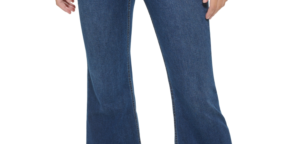 Calvin Klein Jeans Women's High Rise Flared Slit Hem Jeans Blue Size 27