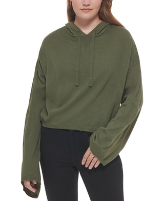 Calvin Klein Women's Hooded Bell Sleeve Top Green Size X-Large