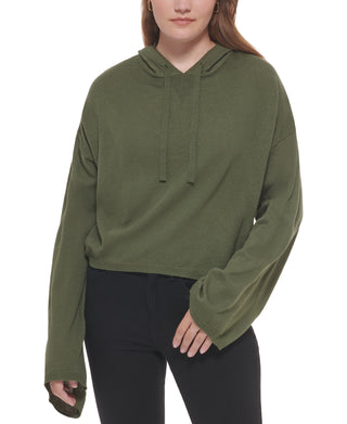 Calvin Klein Women's Hooded Bell Sleeve Top Green Size Large