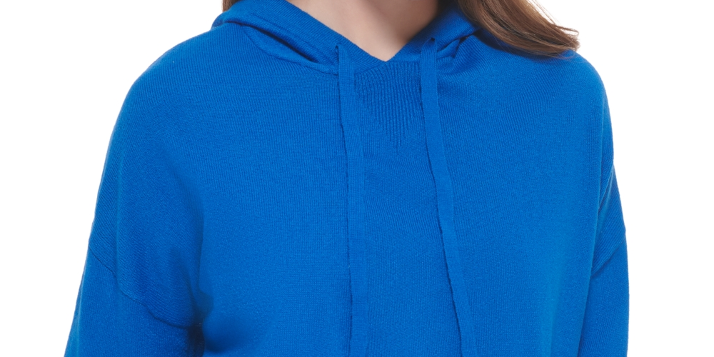Calvin Klein Jeans Women's Hooded Bell-Sleeve Top Blue Size X-Large