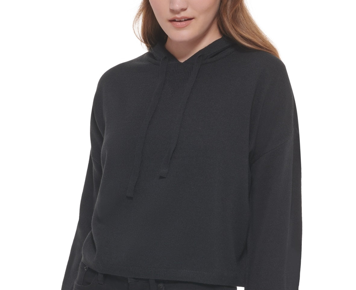 Calvin Klein Women's Hooded Bell Sleeve Top Black Size Medium