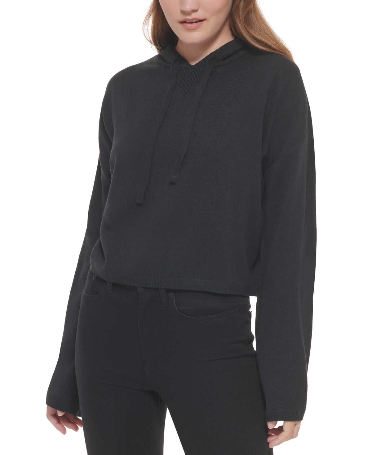 Calvin Klein Jeans Women's Hooded Bell Sleeve Top Black Size Small