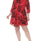 Calvin Klein Women's Pintuck Trimmed Chiffon Dress Red Size 22
