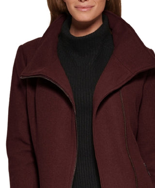 Calvin Klein Women's Asymmetric Zipper Coat Red Size X-Large