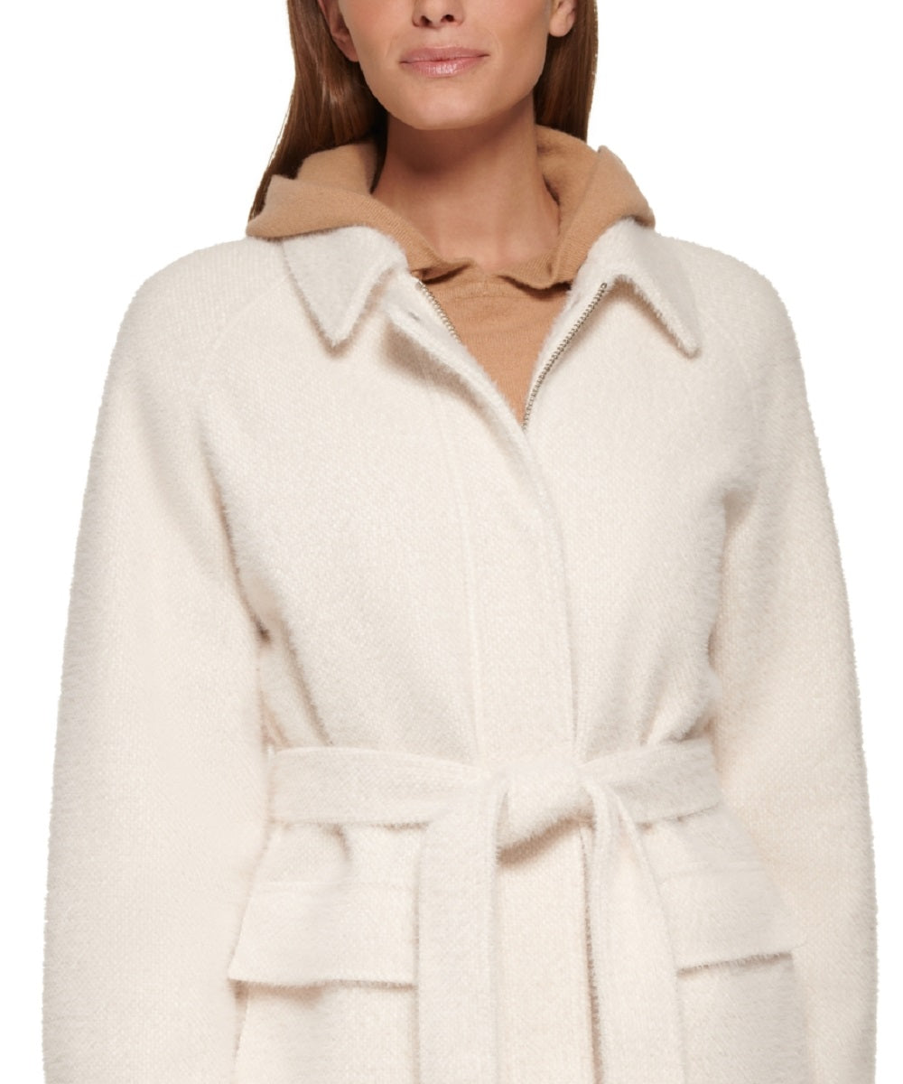 Calvin Klein Women's Belted Shirt Jacket White Size Small