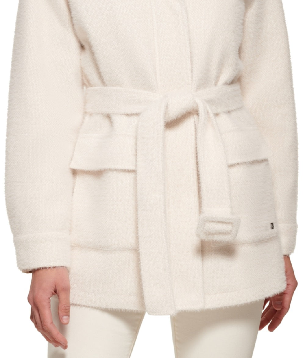 Calvin Klein Women's Belted Shirt Jacket White Size Small