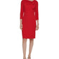 Calvin Klein Women's Bow Neck 3/4 Sleeve Sheath Dress Red Size 4 Petite