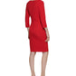 Calvin Klein Women's Bow Neck 3/4 Sleeve Sheath Dress Red Size 4 Petite