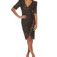 Calvin Klein Women's Sequined V Neck Elbow Sleeve Dress Black Size 12