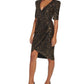 Calvin Klein Women's Sequined V Neck Elbow Sleeve Dress Black Size 12