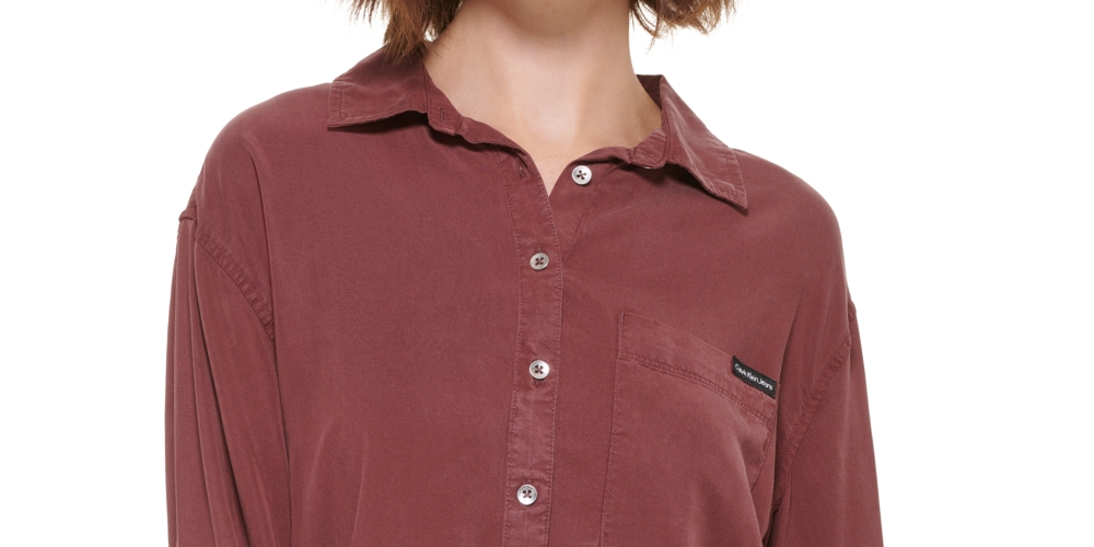 Calvin Klein Women's Button Front Top Brown Size Medium