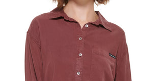 Calvin Klein Jeans Women's Button Front Top Red Size Small