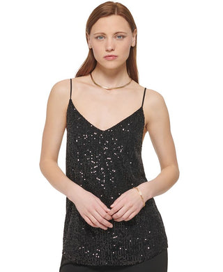 Calvin Klein Women's Sequin Camisole Black Size Large
