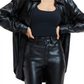 Good American Better Than Leather Faux Leather Shacket in Black Size 7