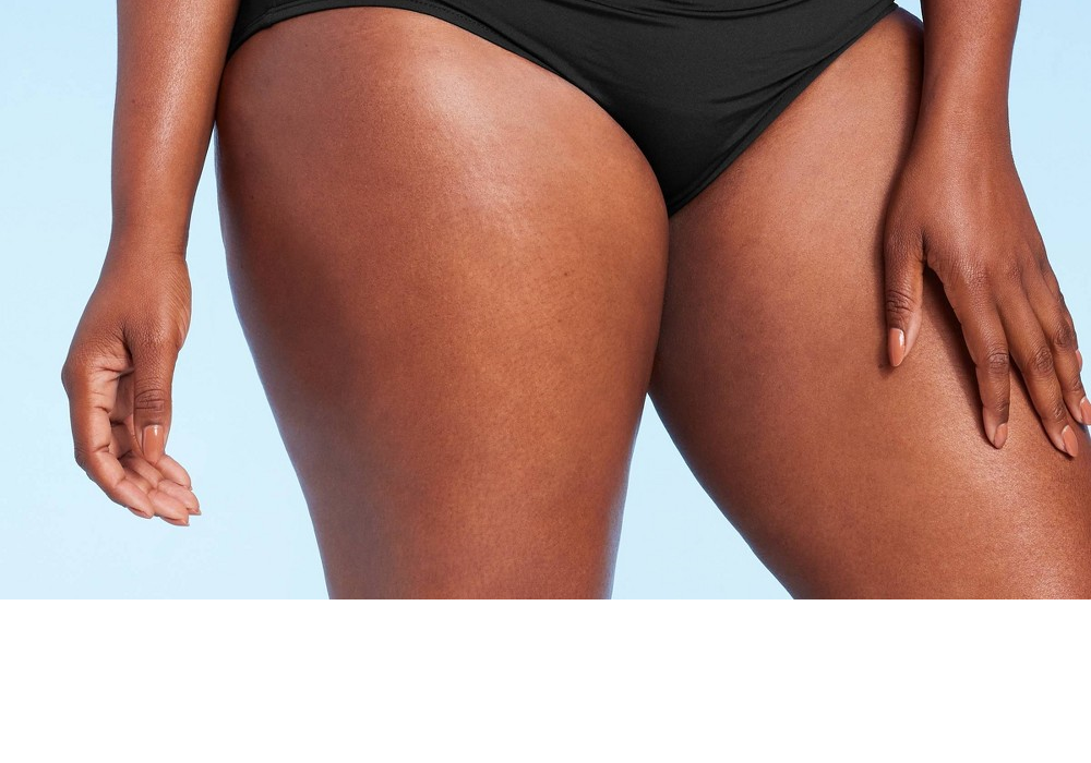 Kona Sol Women's Shirred High Waist High Coverage Bikini Bottom Black L