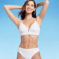 Shade & Shore Women's Ribbed Longline V-Wire Bikini Top White 34DD