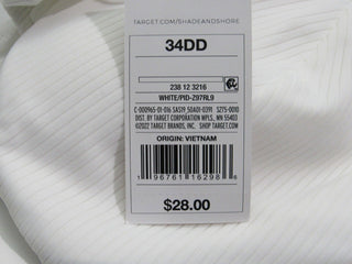 Shade & Shore Women's Ribbed Longline V-Wire Bikini Top White 34DD