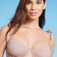 Shade & Shore Women's Shoulder Tie Shirred Underwire Bikini Top Light Brown Size 32B