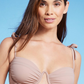 Shade & Shore Women's Shoulder Tie Shirred Underwire Bikini Top Light Brown Size 34D
