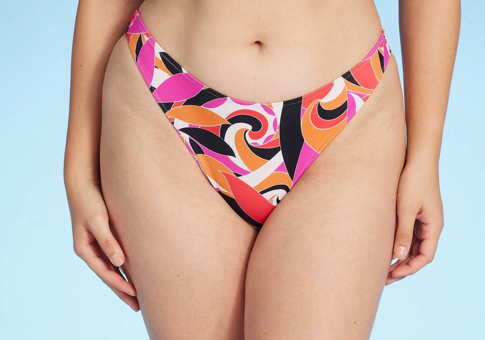 Shade & Shore Women's High Leg Extra Cheeky Bikini Bottom Multi Size XL