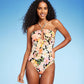 Shade & Shore Women's Halter Keyhole Bandeau One Piece Swimsuit Multi Floral Print Size S