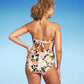 Shade & Shore Women's Halter Keyhole Bandeau One Piece Swimsuit Multi Floral Print Size S