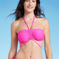 Shade & Shore Women's Strappy Halter Bandeau Bikini Top Pink Size S