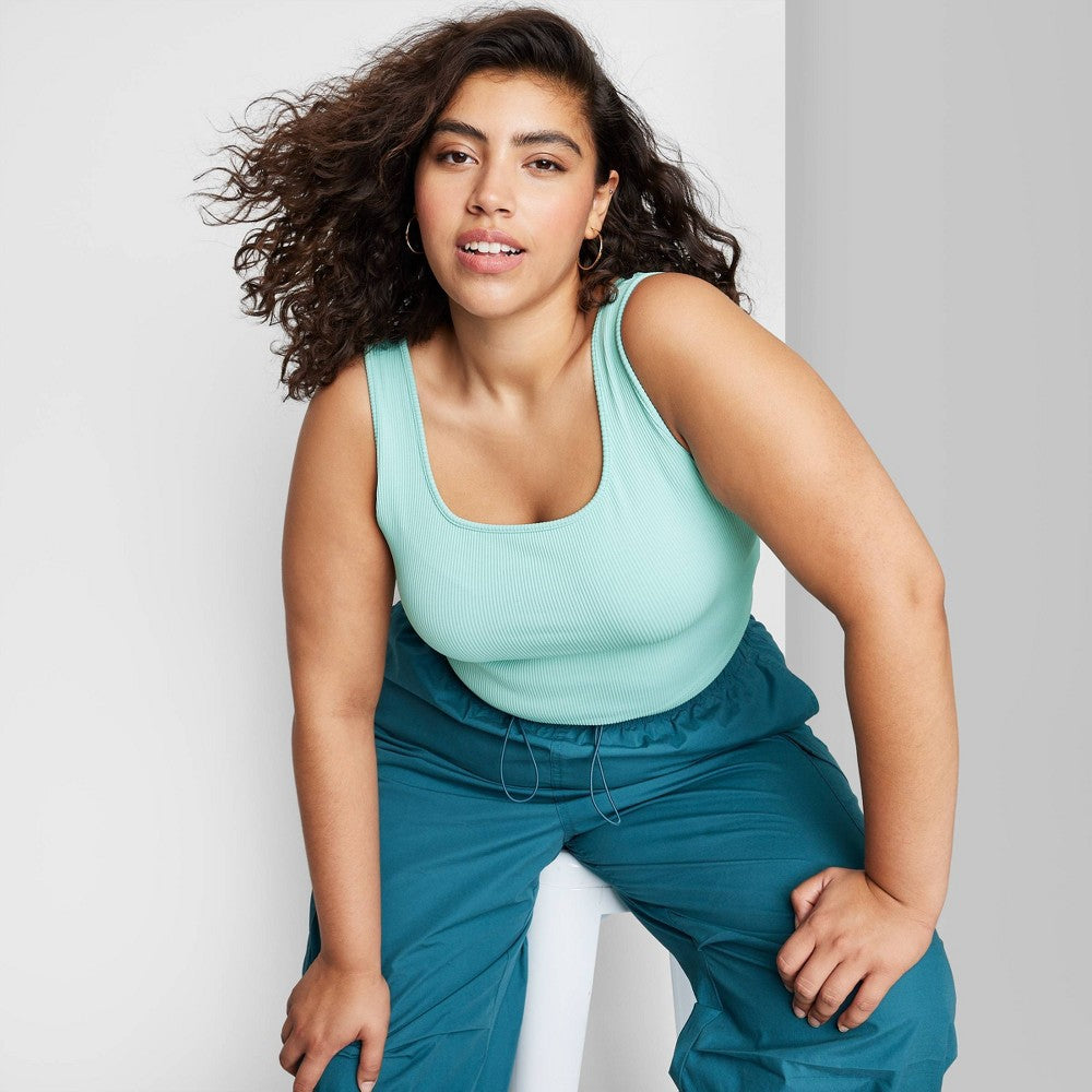 Wild Fable Women's Seamless Tank Top Aqua Blue Size 1X