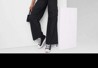 Wild Fable Women's Mid-Rise Parachute Pants Black Size XXS