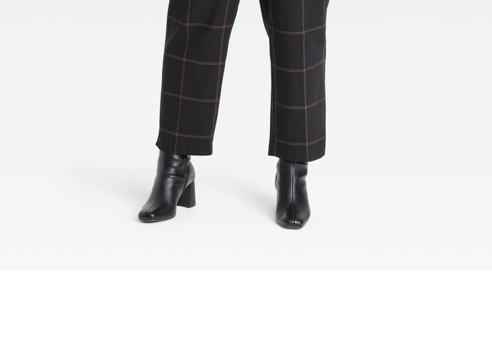Ava & Viv Women's High-Rise Ankle Tapered Pants Black Plaid Size 22