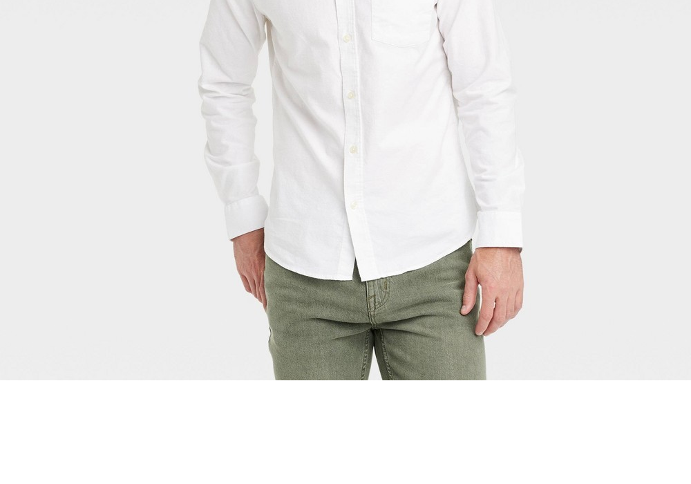 Goodfellow & Co Men's Every Wear Long Sleeve Oxford Button-Down Shirt White Size L