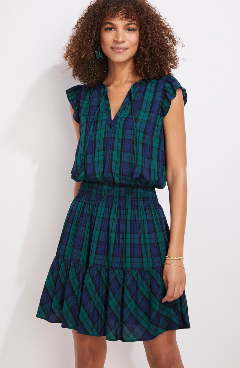 Vineyard Vines Women's Smocked Waist Dress Green Size Large