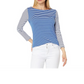 Vineyard Vines Women's Maritime Blue Simple Boatneck Tee in Party Stripe Size