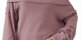 Free People Women's Hazy Heart Off the Shoulder Thermal Top Pink Size Small