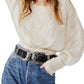Free People Women's Lucky Me Embroidered Lace Trim Top Brown Size Medium