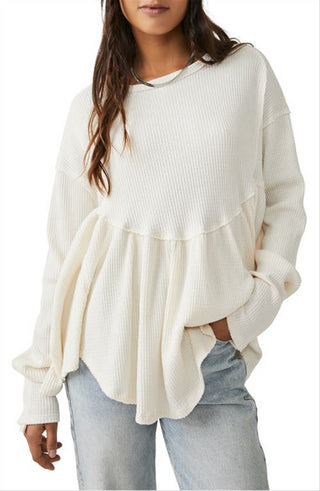 Free People Women's Long Sleeve Thermal Top White Size Medium