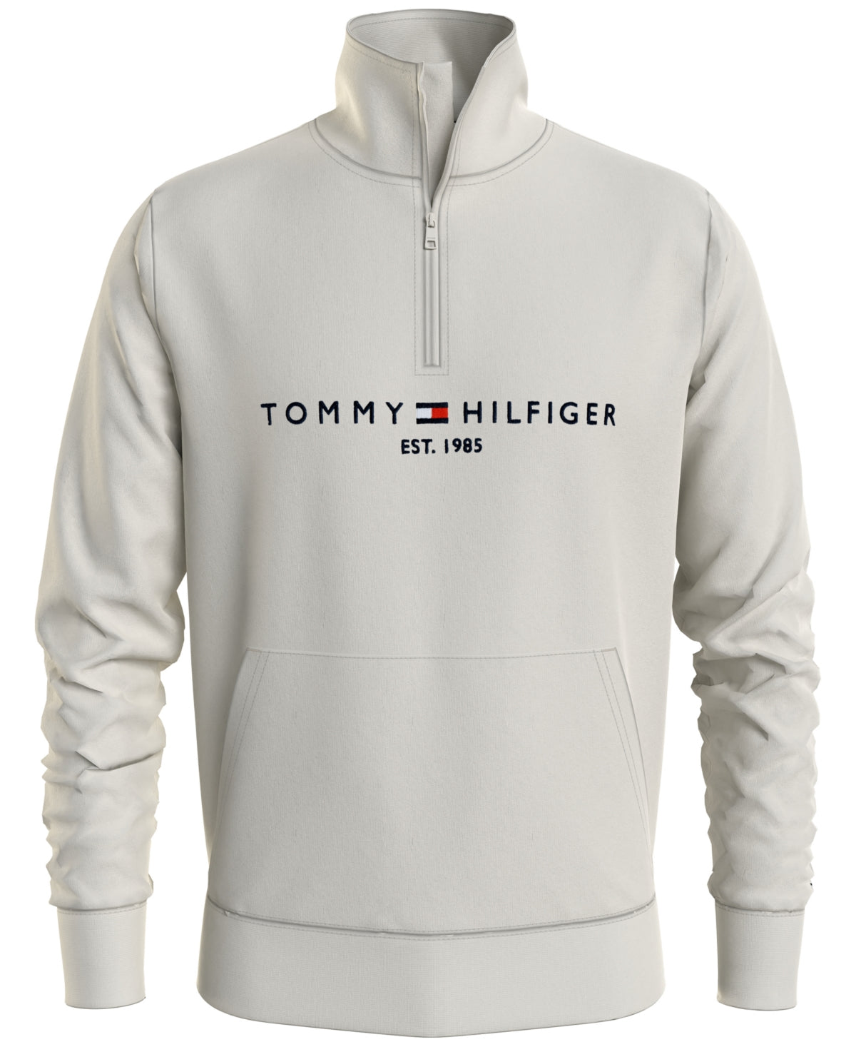 Tommy Hilfiger Men's Logo Mock Neck Sweatshirt White Size Large