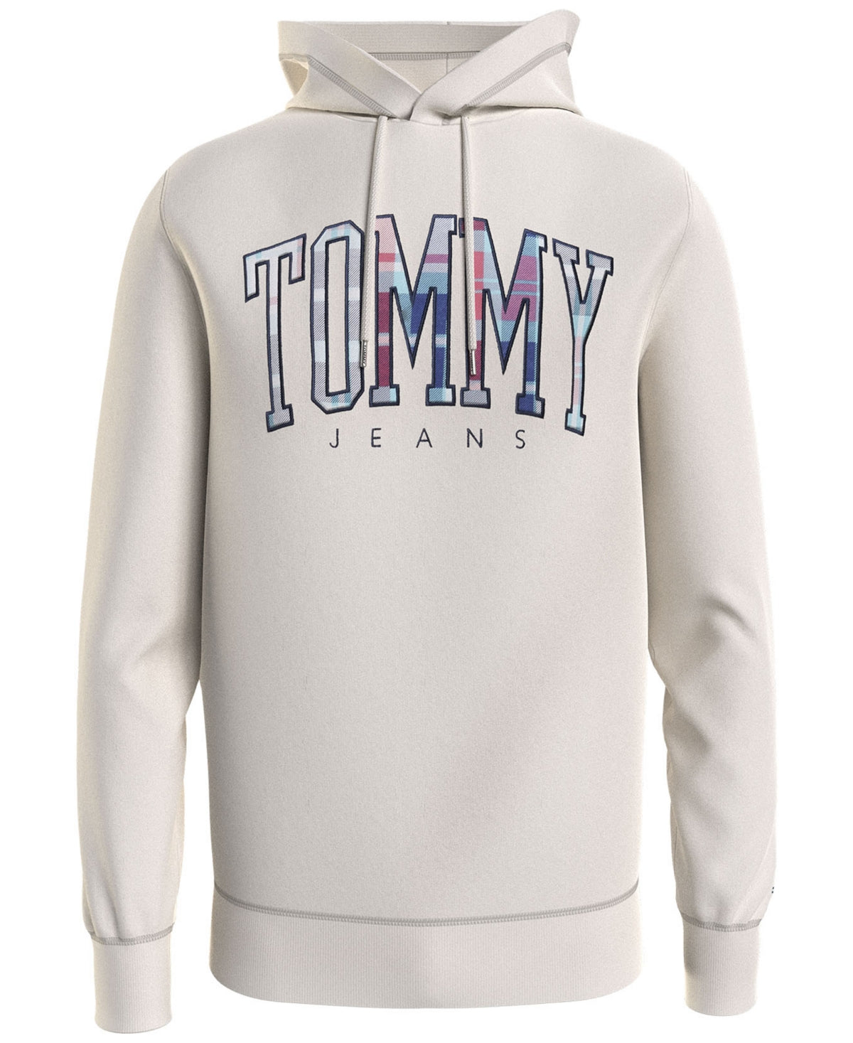 Tommy Hilfiger Women's Regular Fit Tartan Logo Hooded Sweatshirt White Size XX-Large