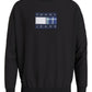 Tommy Hilfiger Men's Relaxed Fit Tartan Logo Crewneck Sweatshirt Black Size Medium