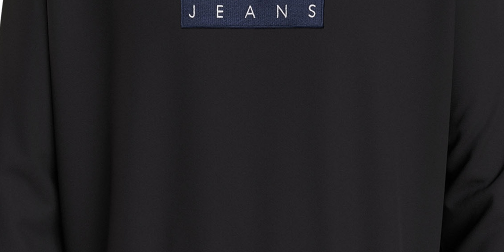 Tommy Hilfiger Men's Relaxed Fit Tartan Logo Crewneck Sweatshirt Black Size Medium