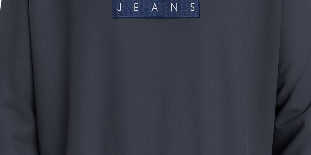 Tommy Hilfiger Men's Relaxed Fit Tartan Logo Crewneck Sweatshirt Blue Size Medium