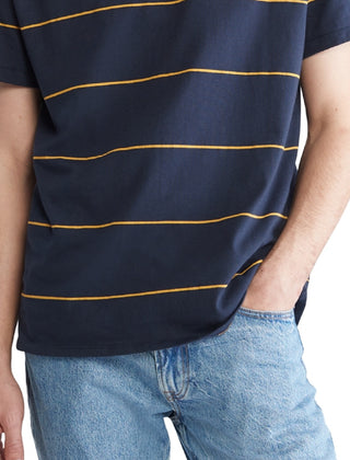 Calvin Klein Men's Wide Stripe Crewneck T-Shirt Blue Size Large