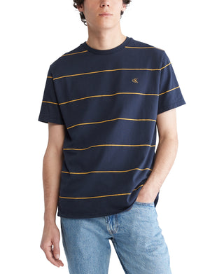 Calvin Klein Men's Wide Stripe Crewneck T-Shirt Blue Size Large
