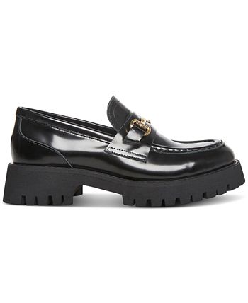 Steve Madden Women's Lando Tailored Lug Sole Bit Loafers Black Size 9 M