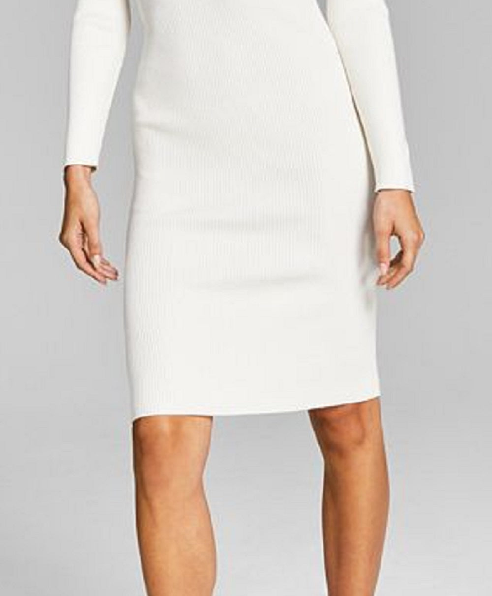 And Now This Women's Chain Cutout Long Sleeve Sweater Dress White Size Small