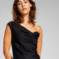 And Now This Women's Asymmetric Chain-Strap Slip Dress Black Size Small
